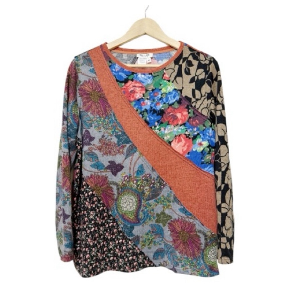 Tru Luxe Jeans Mixed Pattern
Patchwork Crew Neck Women's Top -
Size Medium - Picture 2 of 7